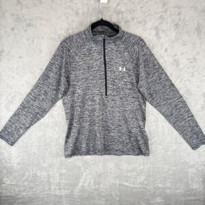 Under Armour Men XL HeatGear Gray 1/2 Zip Lightweight Pullover Long Sleeve Shirt